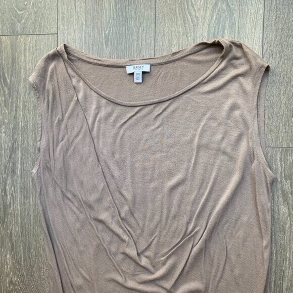 Jacob Women's Top Jersey Draped Neck Y2k 2000s 90s Taupe beige Size Medium - Picture 6 of 13
